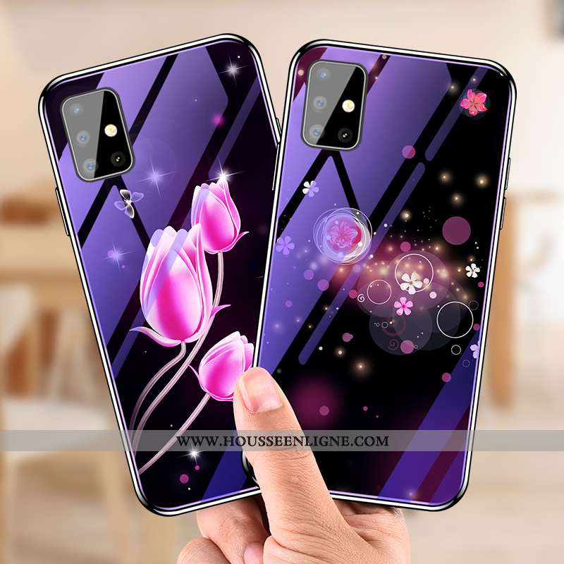 Coque Samsung Galaxy A51 Fluide Doux Protection Téléphone Portable Violet Verre Luxe Tendance