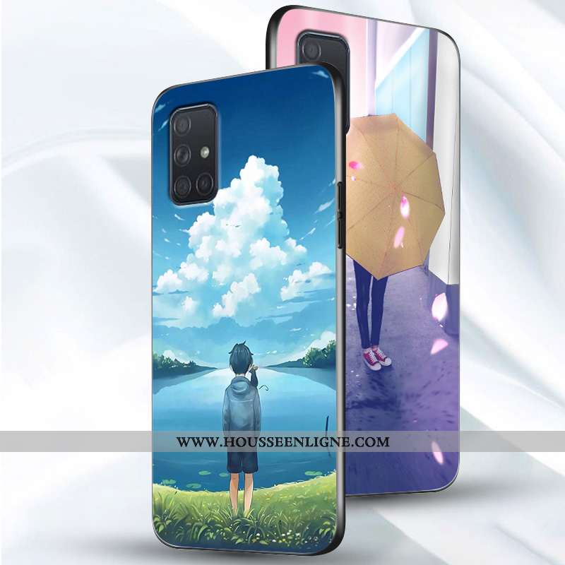 Coque Samsung Galaxy A51 Personnalité Créatif Net Rouge Tendance Étui Simple Bleu