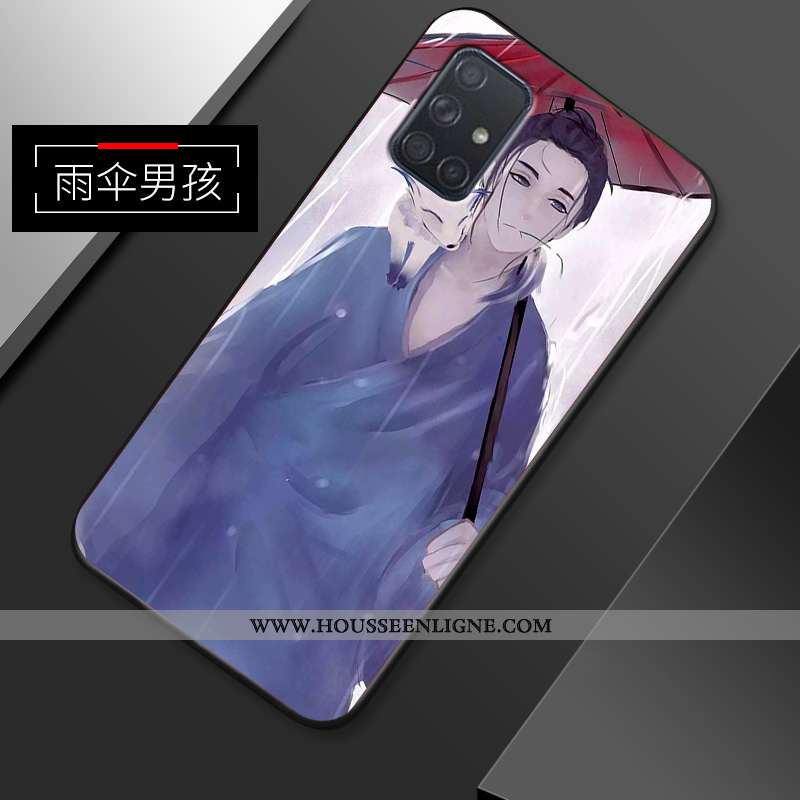Coque Samsung Galaxy A51 Personnalité Créatif Net Rouge Tendance Étui Simple Bleu