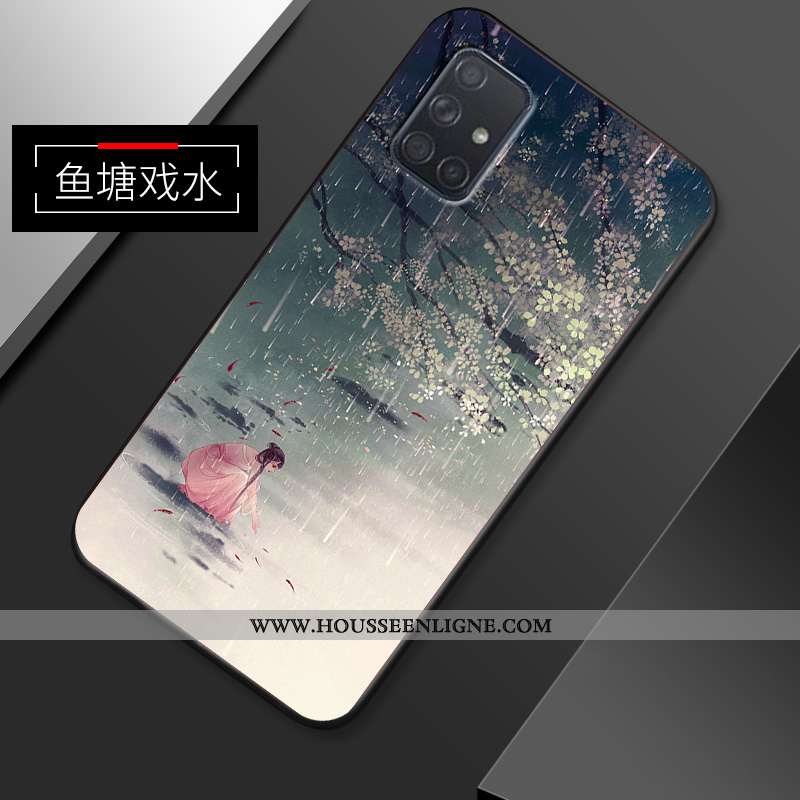 Coque Samsung Galaxy A51 Personnalité Créatif Net Rouge Tendance Étui Simple Bleu