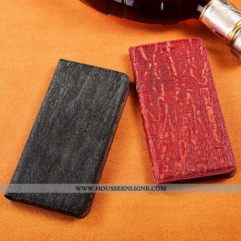 Coque Samsung Galaxy A51 Protection Délavé En Daim Cuir Incassable Nouveau Cuir Véritable Rouge