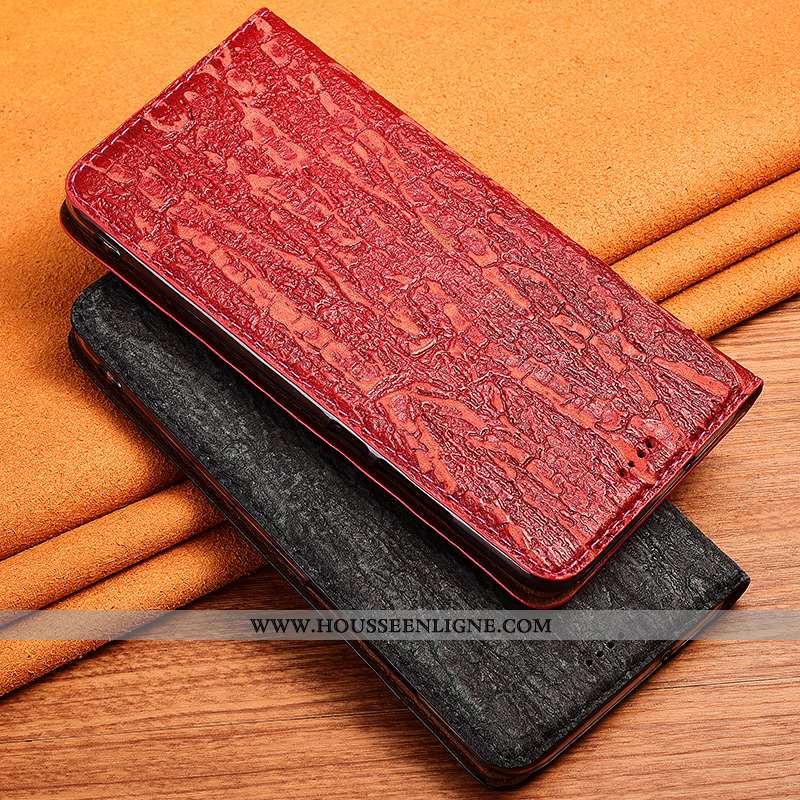 Coque Samsung Galaxy A51 Protection Délavé En Daim Cuir Incassable Nouveau Cuir Véritable Rouge