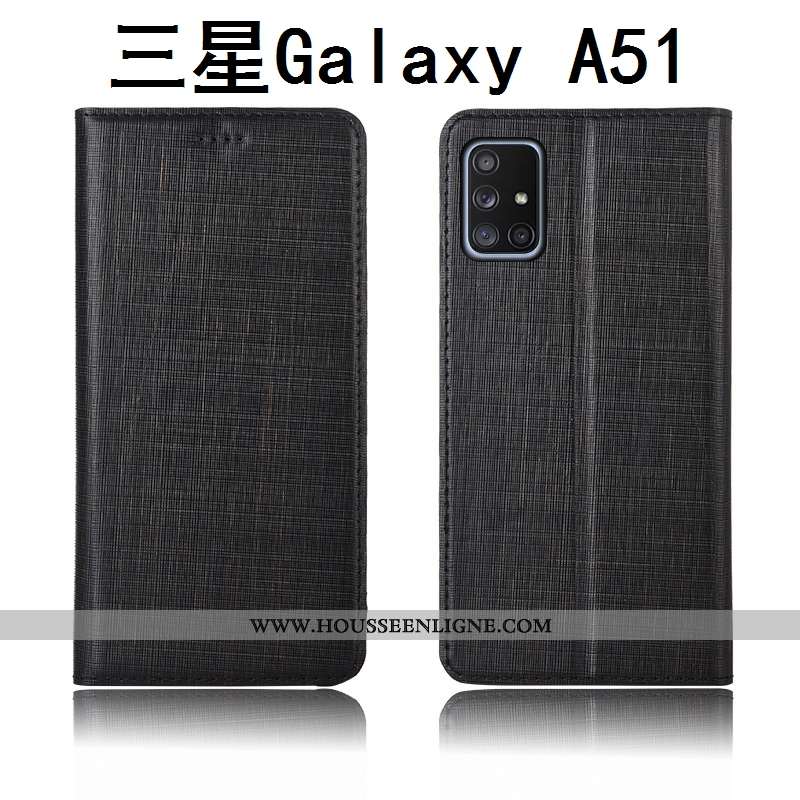 Coque Samsung Galaxy A51 Silicone Protection Étoile Délavé En Daim Clamshell Étui Bleu