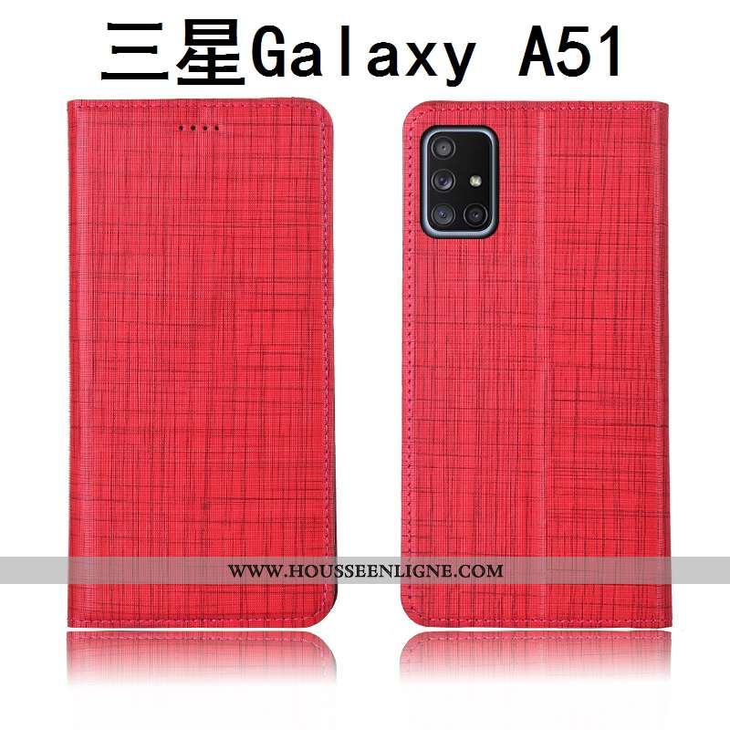 Coque Samsung Galaxy A51 Silicone Protection Étoile Délavé En Daim Clamshell Étui Bleu