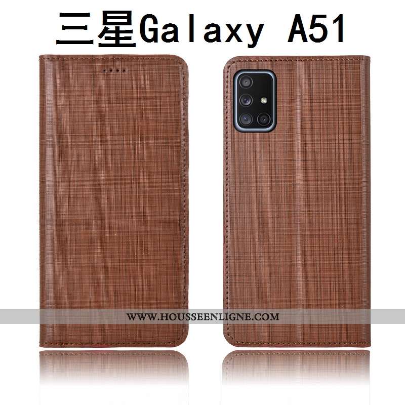 Coque Samsung Galaxy A51 Silicone Protection Étoile Délavé En Daim Clamshell Étui Bleu