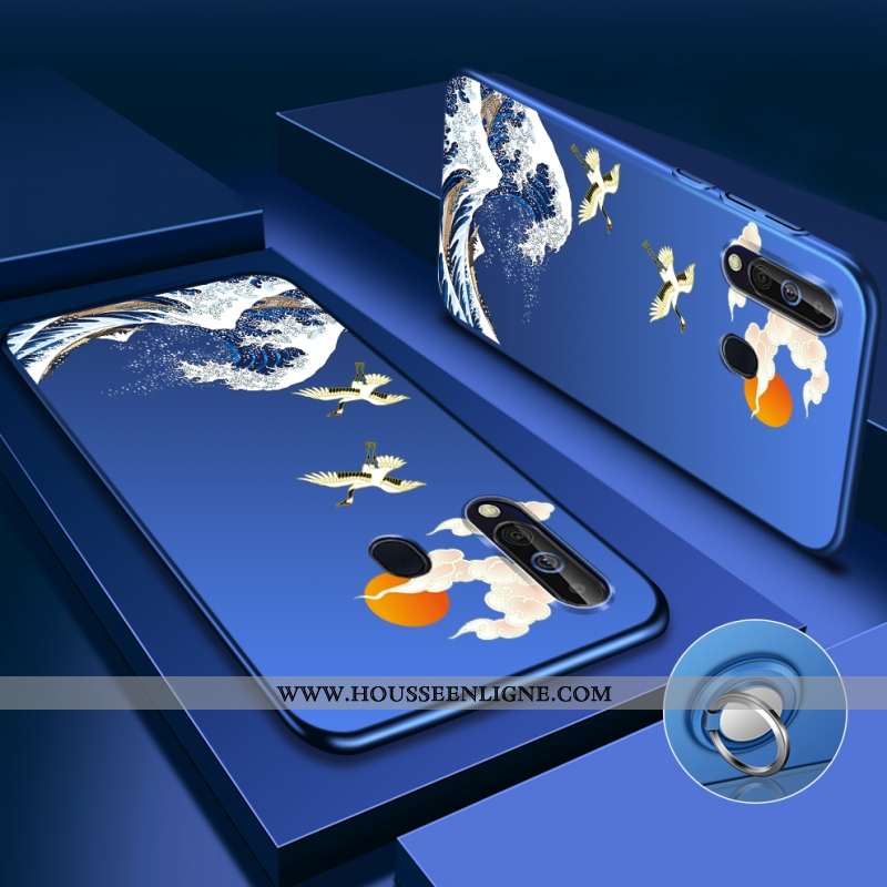 Coque Samsung Galaxy A60 Délavé En Daim Créatif Téléphone Portable Difficile Bleu Étoile