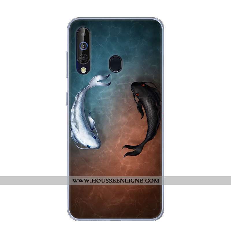 Coque Samsung Galaxy A60 Fluide Doux Silicone Incassable Étoile Étui Téléphone Portable Noir