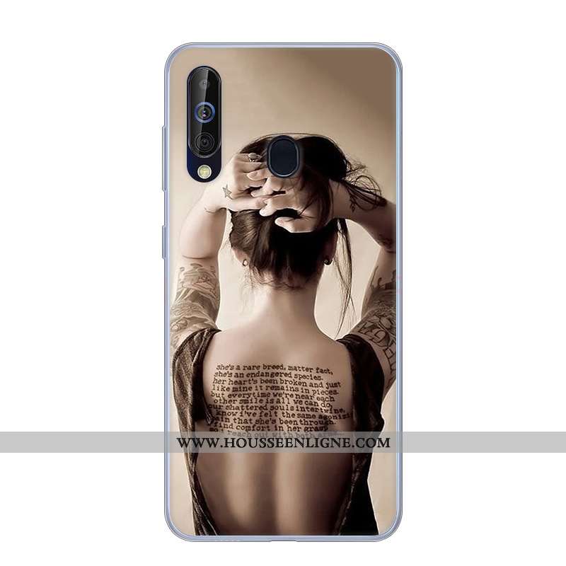 Coque Samsung Galaxy A60 Fluide Doux Silicone Incassable Étoile Étui Téléphone Portable Noir