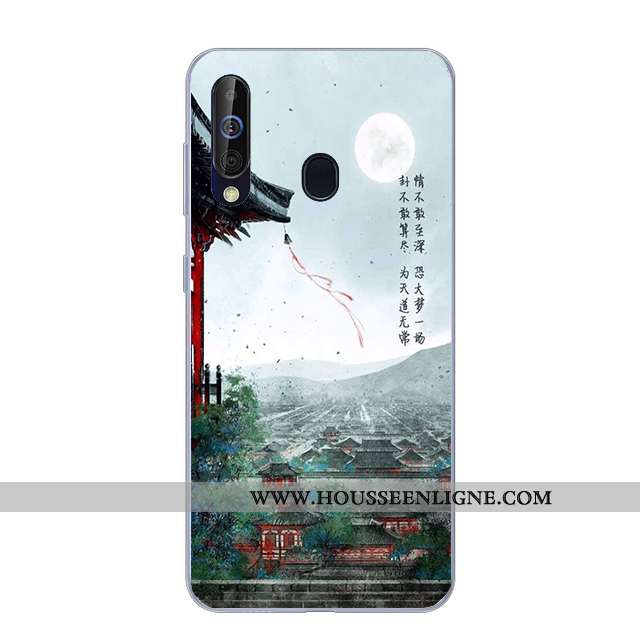 Coque Samsung Galaxy A60 Fluide Doux Silicone Incassable Étoile Étui Téléphone Portable Noir