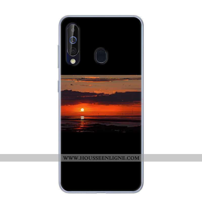 Coque Samsung Galaxy A60 Fluide Doux Silicone Incassable Étoile Étui Téléphone Portable Noir