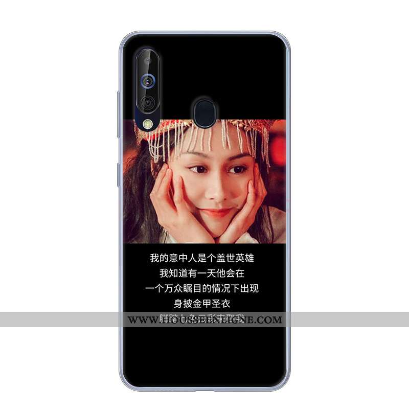 Coque Samsung Galaxy A60 Fluide Doux Silicone Incassable Étoile Étui Téléphone Portable Noir