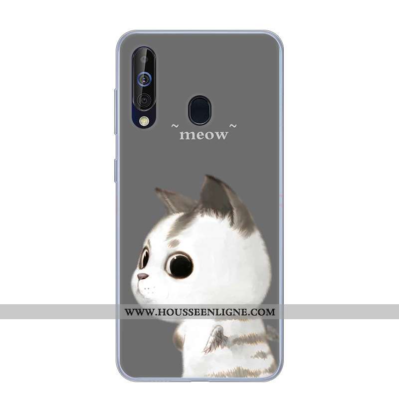 Coque Samsung Galaxy A60 Fluide Doux Silicone Incassable Étoile Étui Téléphone Portable Noir