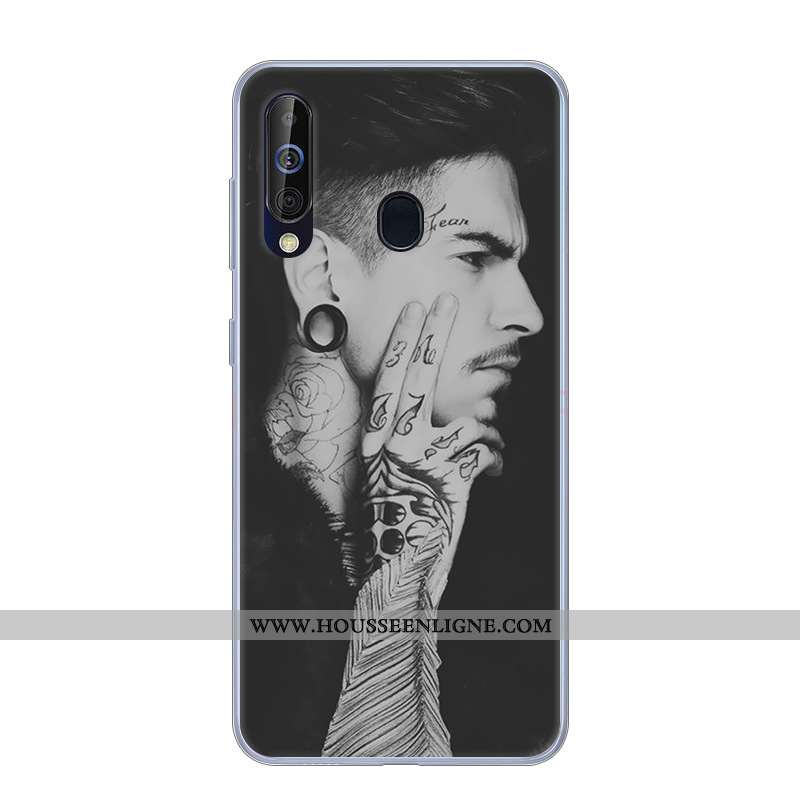 Coque Samsung Galaxy A60 Fluide Doux Silicone Incassable Étoile Étui Téléphone Portable Noir