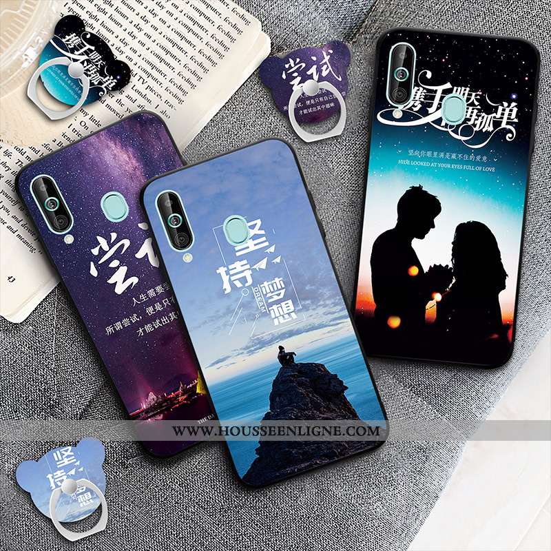 Coque Samsung Galaxy A60 Légère Dessin Animé Téléphone Portable Bleu Marin Tout Compris Incassable B