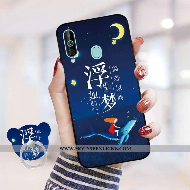 Coque Samsung Galaxy A60 Légère Dessin Animé Téléphone Portable Bleu Marin Tout Compris Incassable B