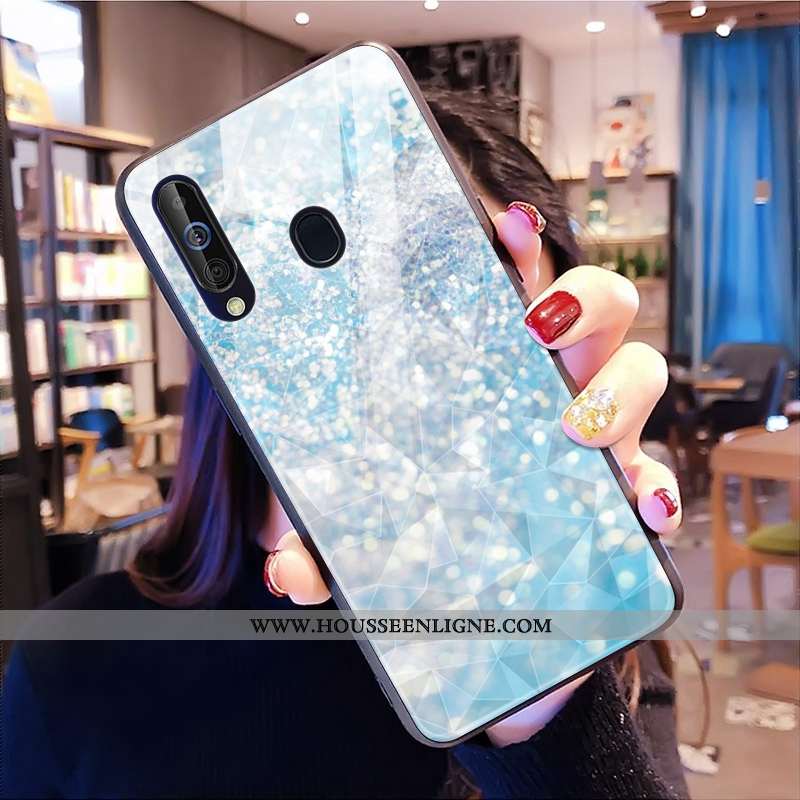 Coque Samsung Galaxy A60 Modèle Fleurie Losange Téléphone Portable Net Rouge Rose Étoile