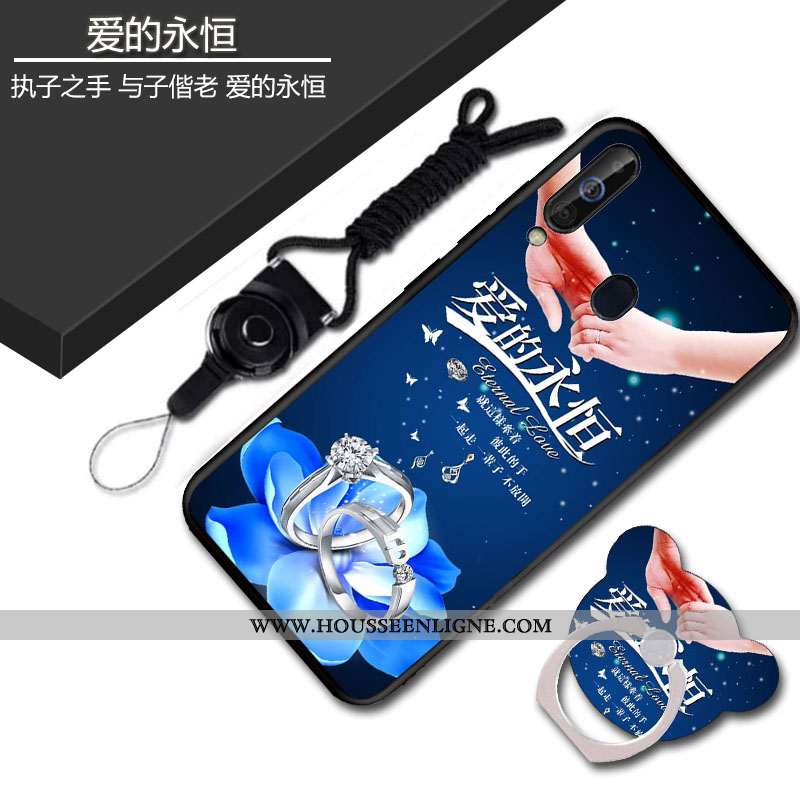 Coque Samsung Galaxy A60 Protection Délavé En Daim Étui Noir Tout Compris Téléphone Portable Fluide 