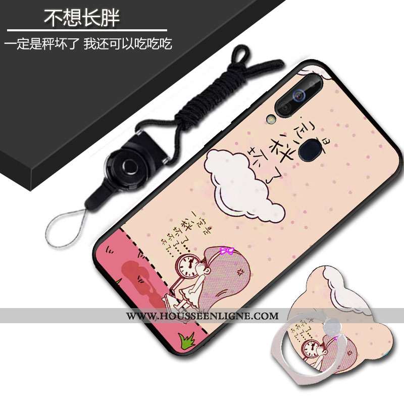 Coque Samsung Galaxy A60 Protection Délavé En Daim Étui Noir Tout Compris Téléphone Portable Fluide 