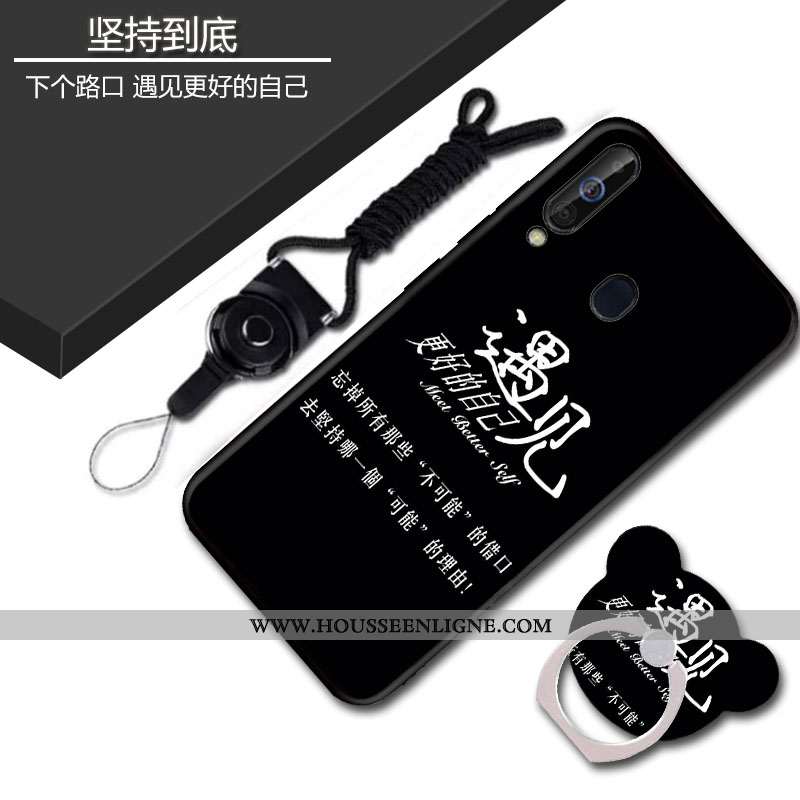 Coque Samsung Galaxy A60 Protection Délavé En Daim Étui Noir Tout Compris Téléphone Portable Fluide 