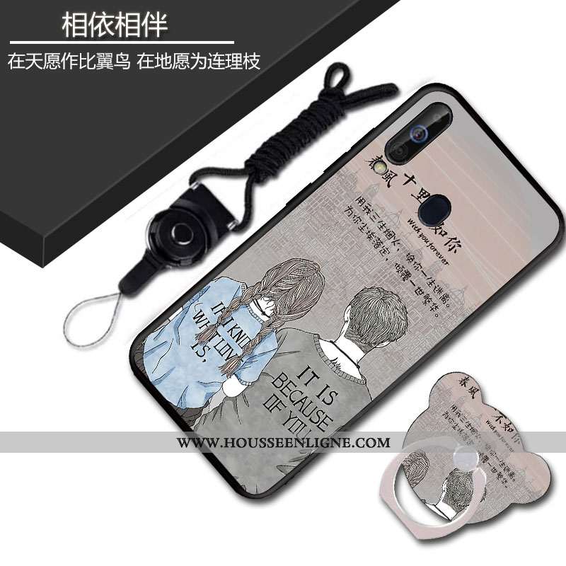 Coque Samsung Galaxy A60 Protection Délavé En Daim Étui Noir Tout Compris Téléphone Portable Fluide 