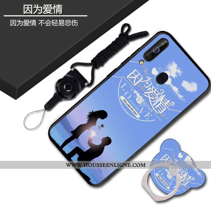 Coque Samsung Galaxy A60 Protection Délavé En Daim Étui Noir Tout Compris Téléphone Portable Fluide 