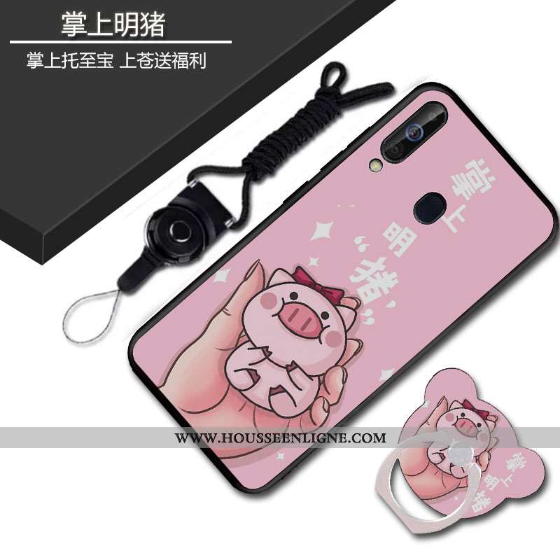 Coque Samsung Galaxy A60 Protection Délavé En Daim Étui Noir Tout Compris Téléphone Portable Fluide 