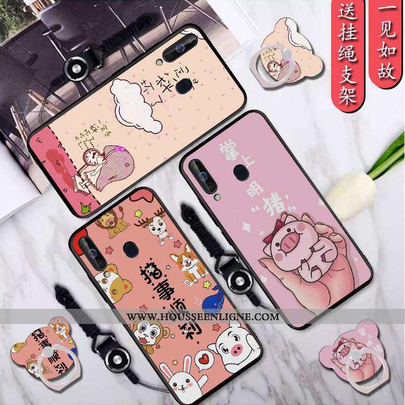 Coque Samsung Galaxy A60 Protection Délavé En Daim Étui Noir Tout Compris Téléphone Portable Fluide 