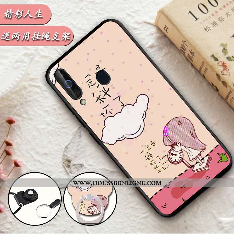 Coque Samsung Galaxy A60 Protection Délavé En Daim Étui Noir Tout Compris Téléphone Portable Fluide 