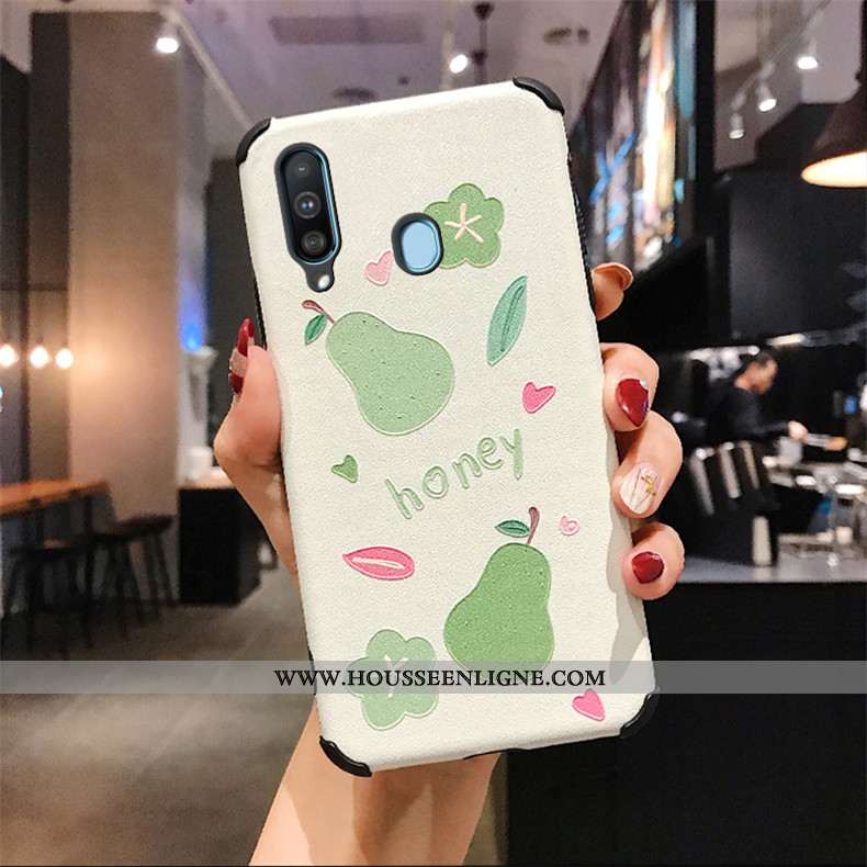 Coque Samsung Galaxy A60 Protection Gaufrage Rose Téléphone Portable Étui Incassable Fluide Doux
