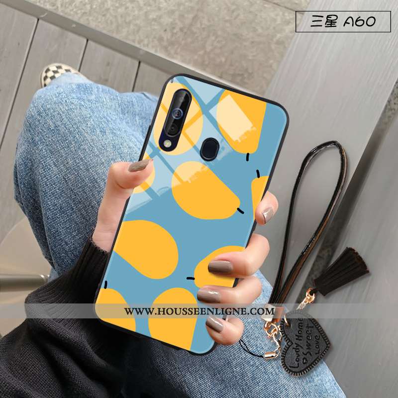 Coque Samsung Galaxy A60 Tendance Fluide Doux Difficile Silicone Incassable Téléphone Portable Bleu