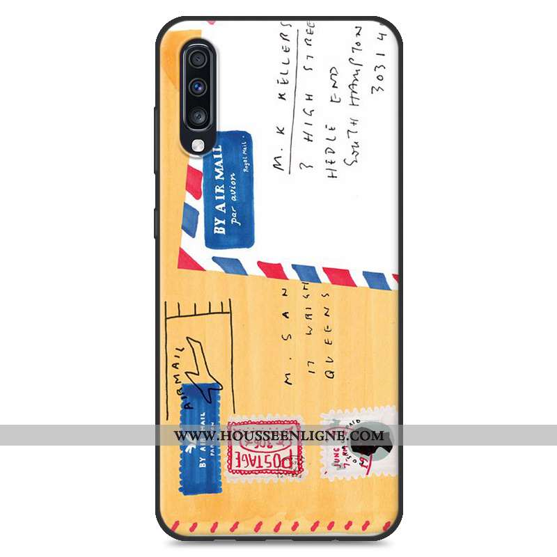 Coque Samsung Galaxy A70 Créatif Dessin Animé Jaune En Silicone Tout Compris Protection Net Rouge