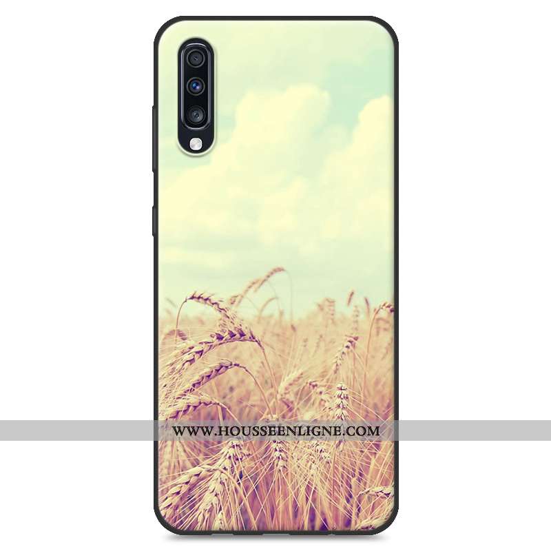 Coque Samsung Galaxy A70 Créatif Dessin Animé Jaune En Silicone Tout Compris Protection Net Rouge