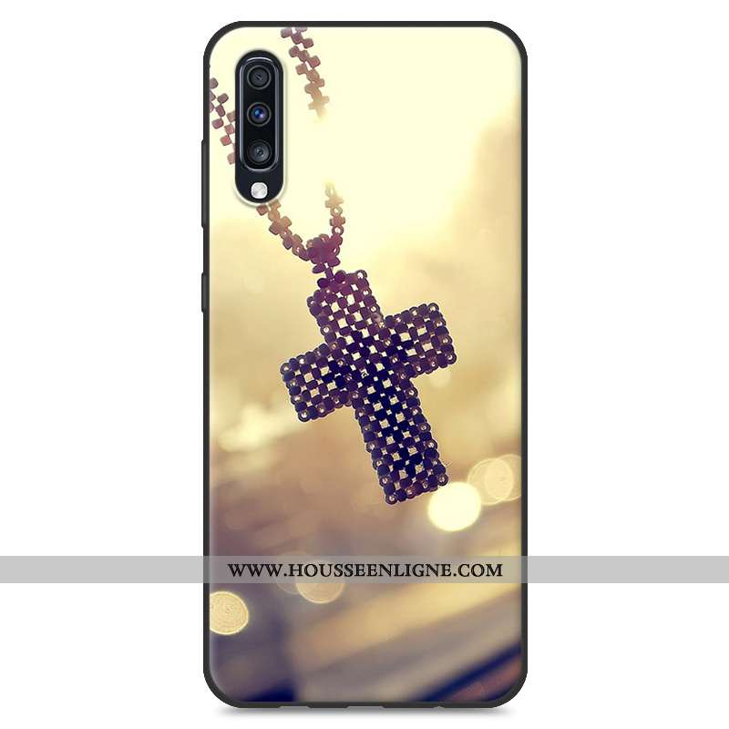 Coque Samsung Galaxy A70 Créatif Dessin Animé Jaune En Silicone Tout Compris Protection Net Rouge
