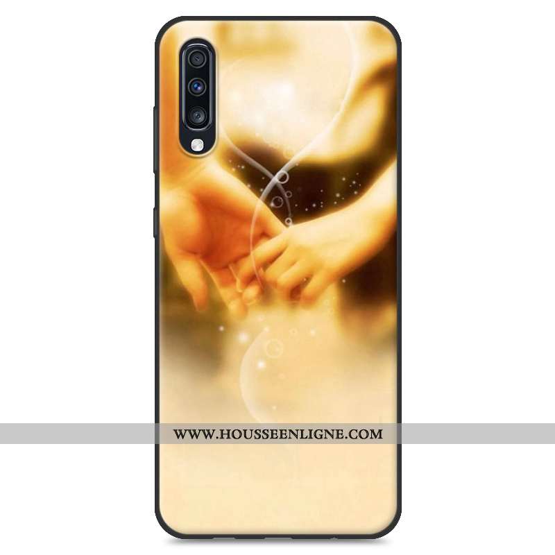 Coque Samsung Galaxy A70 Créatif Dessin Animé Jaune En Silicone Tout Compris Protection Net Rouge