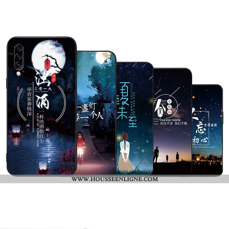 Coque Samsung Galaxy A70 Créatif Tendance Incassable Personnalité Silicone Étui Simple Bleu Foncé
