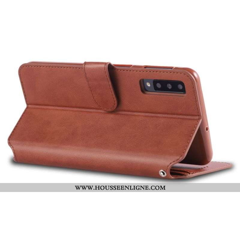 Coque Samsung Galaxy A70 Cuir Fluide Doux Housse Portefeuille Rouge Protection