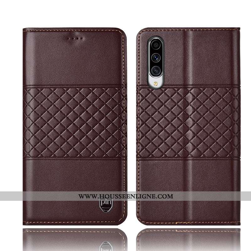 Coque Samsung Galaxy A70 Cuir Véritable Protection Rouge Mesh Tout Compris Étui