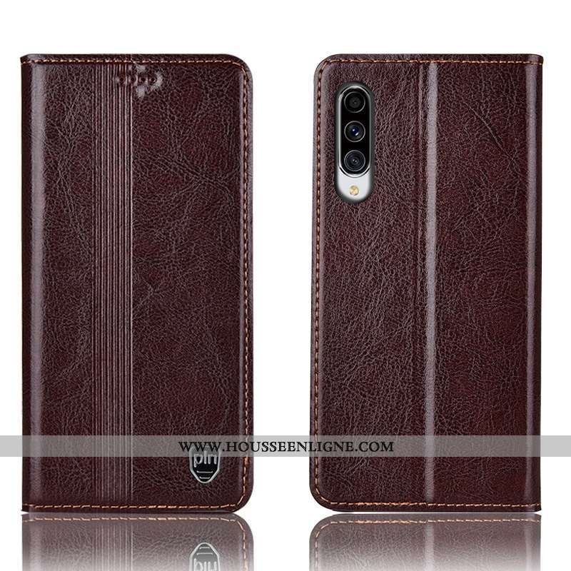 Coque Samsung Galaxy A70 Cuir Véritable Protection Étui Marron Tout Compris Incassable Housse