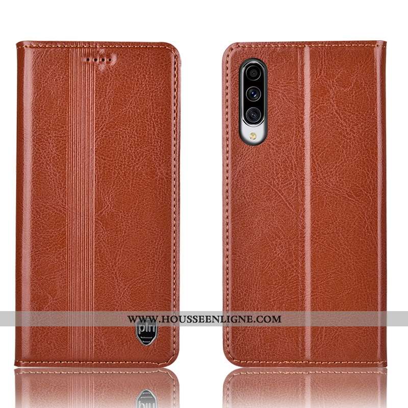 Coque Samsung Galaxy A70 Cuir Véritable Protection Étui Marron Tout Compris Incassable Housse