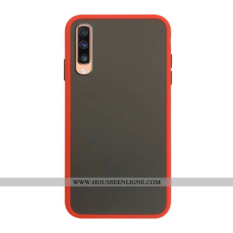 Coque Samsung Galaxy A70 Délavé En Daim Protection Rouge Difficile Business Incassable Téléphone Por