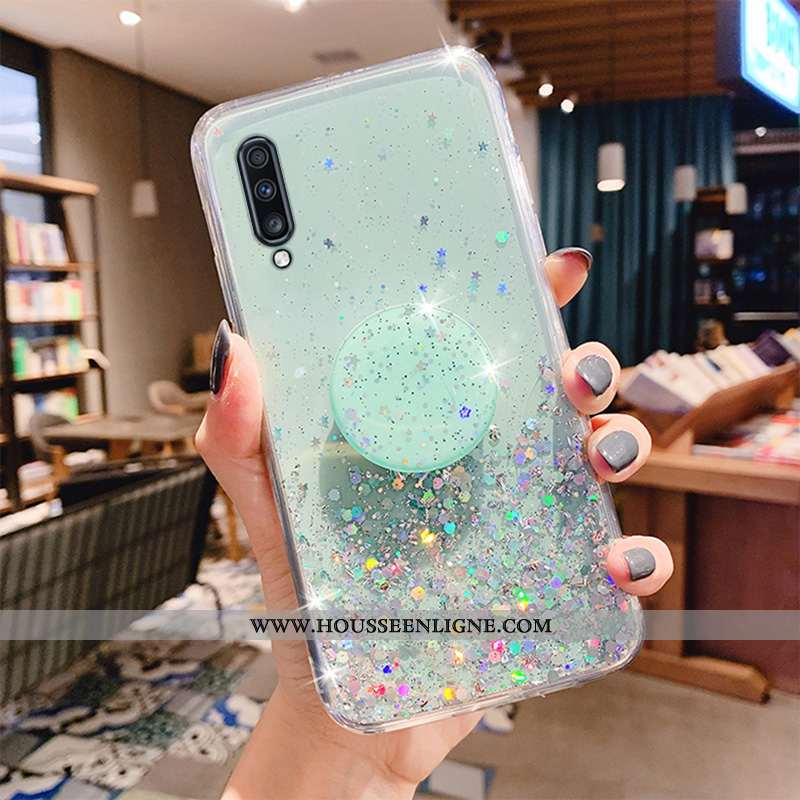 Coque Samsung Galaxy A70 Protection Transparent Vert Respirant Fluide Doux Téléphone Portable Verte