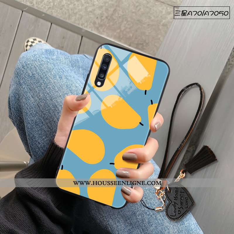 Coque Samsung Galaxy A70 Protection Verre Tendance Miroir Fruit Étoile Frais Blanche