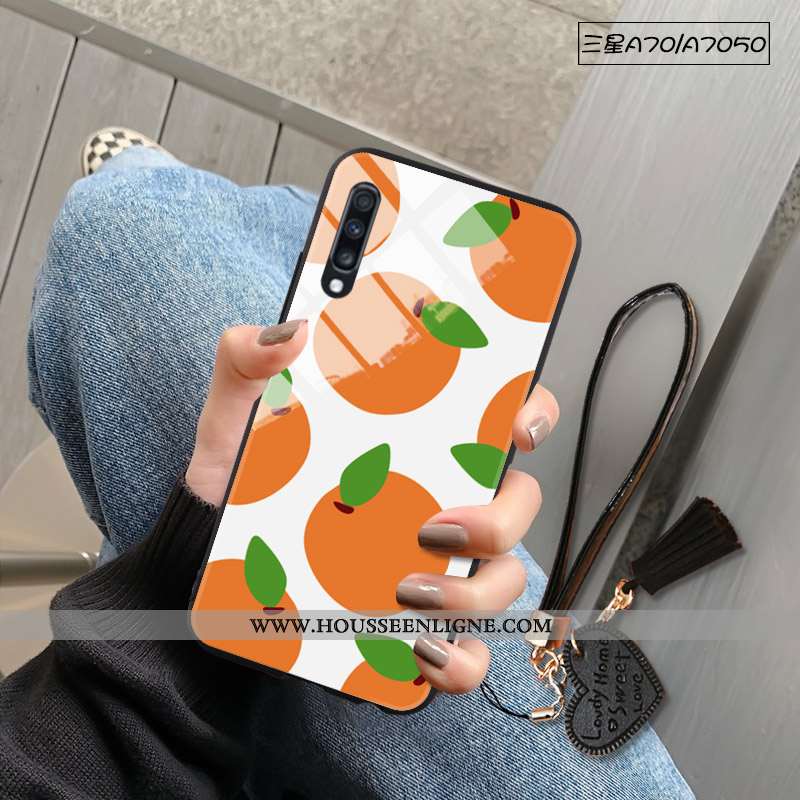 Coque Samsung Galaxy A70 Protection Verre Tendance Miroir Fruit Étoile Frais Blanche