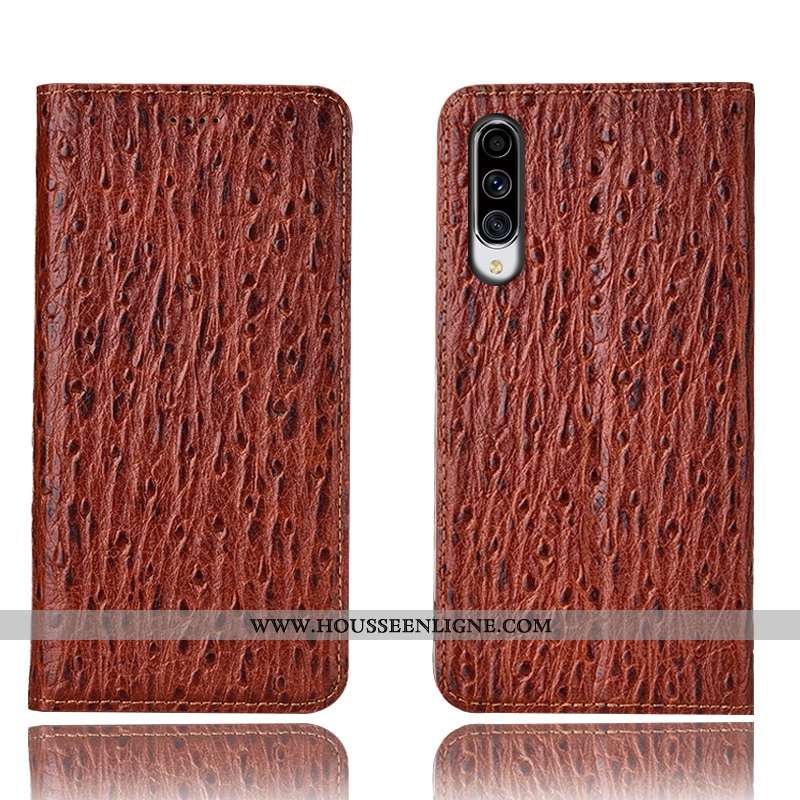 Coque Samsung Galaxy A70s Cuir Véritable Protection Oiseau Marron Téléphone Portable Étoile