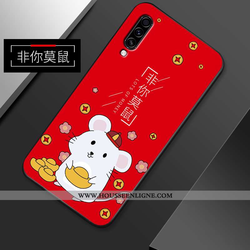 Coque Samsung Galaxy A70s Délavé En Daim Dessin Animé Gris Légère Téléphone Portable Net Rouge