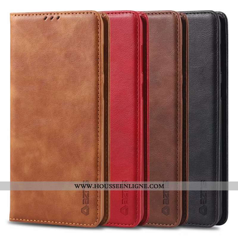 Coque Samsung Galaxy A70s Protection Cuir Business Étui Étoile Luxe Marron