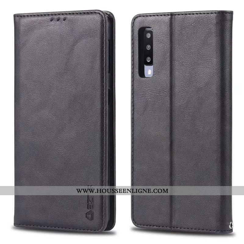 Coque Samsung Galaxy A70s Protection Cuir Business Étui Étoile Luxe Marron