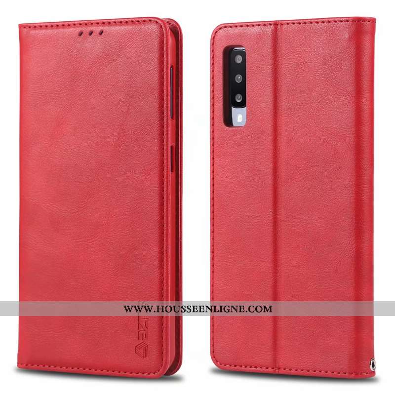 Coque Samsung Galaxy A70s Protection Cuir Business Étui Étoile Luxe Marron