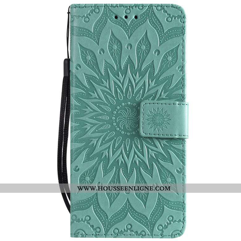 Coque Samsung Galaxy A70s Protection Cuir Étoile Fluide Doux Clamshell Étui Verte