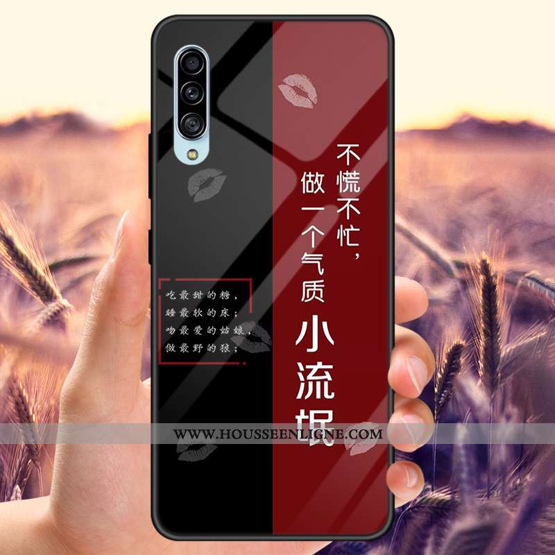 Coque Samsung Galaxy A70s Verre Personnalisé Tout Compris Net Rouge Étoile Téléphone Portable Noir